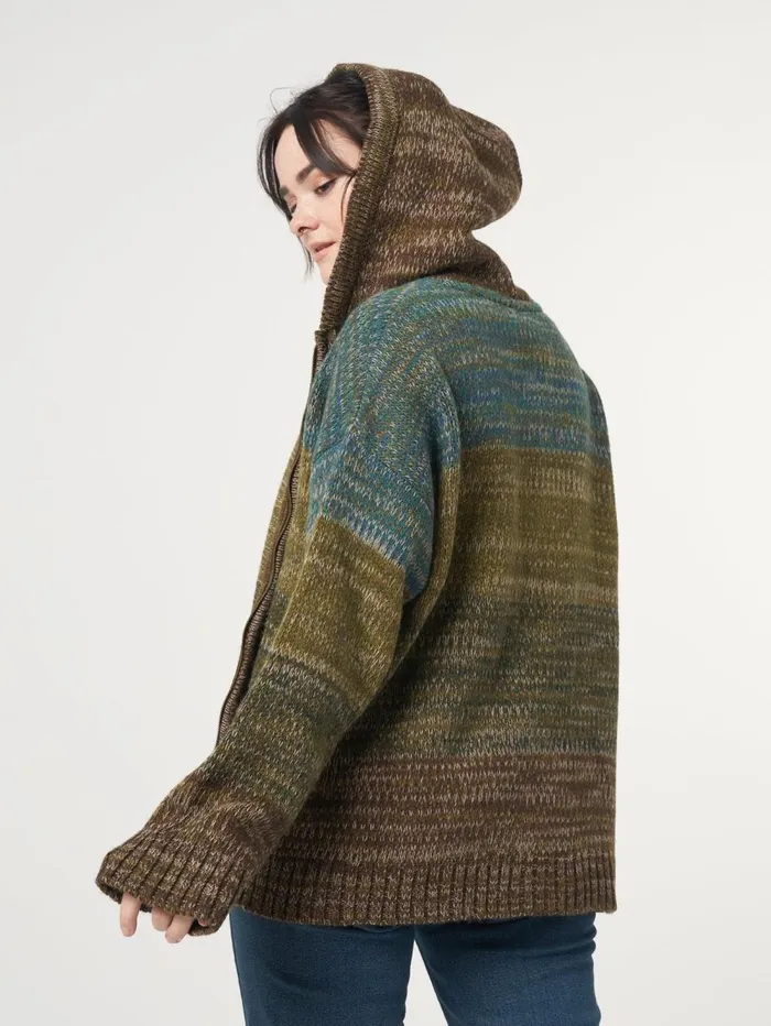 Women Minga London Knitwear Iris Zip Up Hood Knit Cardigan