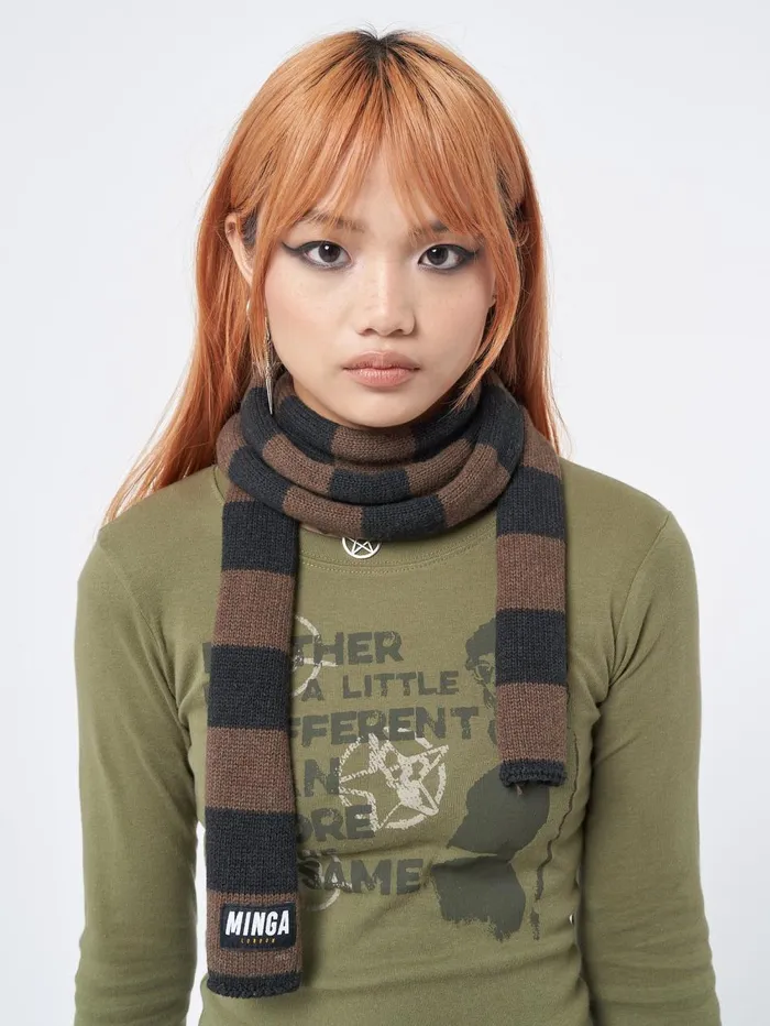 Women Minga London Shop All Umber Stripes Knitted Scarf
