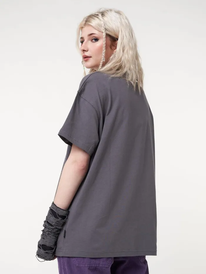 Women Minga London Tops and TShirts Ancient Butterfly Charcoal Grey Tshirt