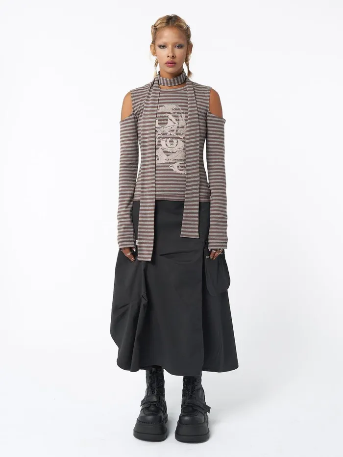 Women Minga London Tops and TShirts Don Panic Striped Top and Scarf Set