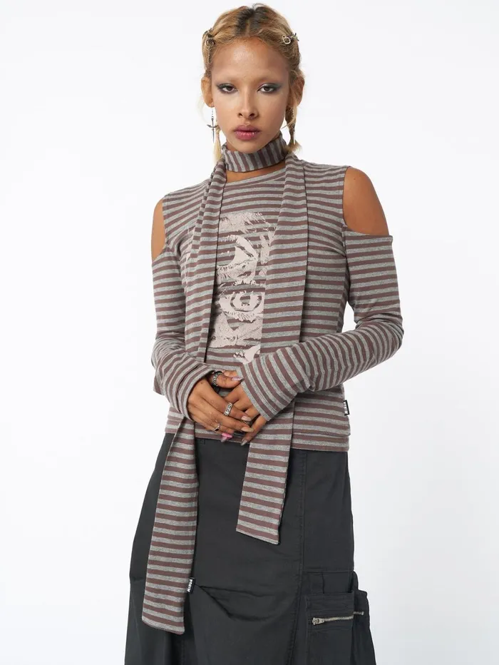 Women Minga London Tops and TShirts Don Panic Striped Top and Scarf Set