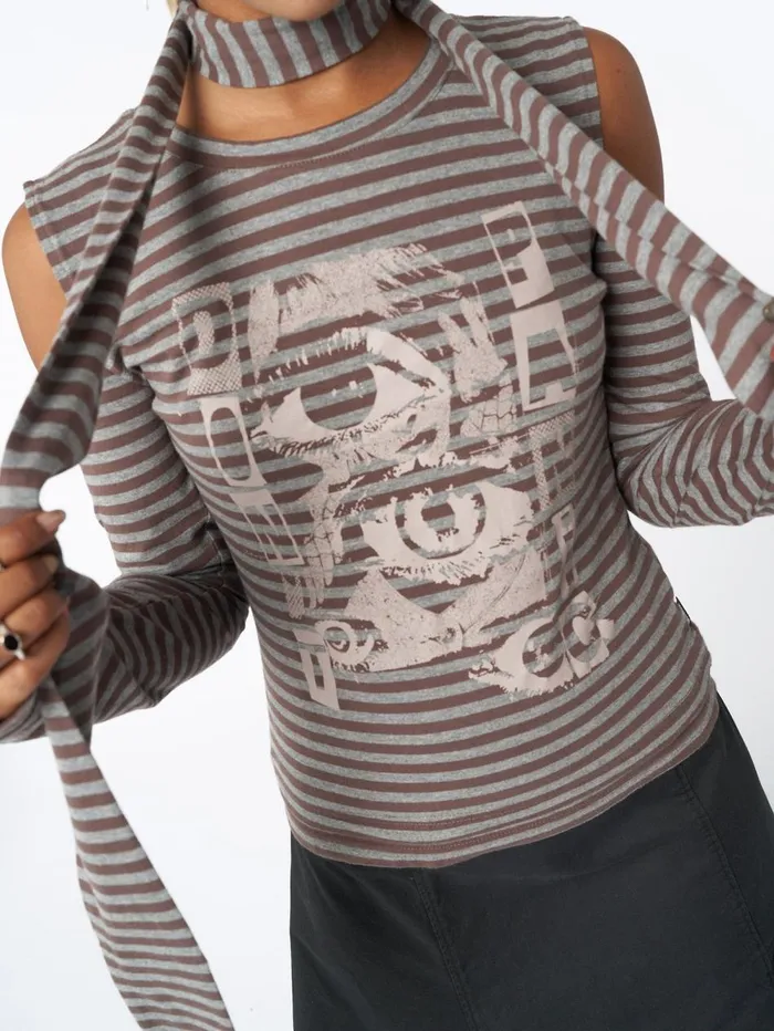 Women Minga London Tops and TShirts Don Panic Striped Top and Scarf Set