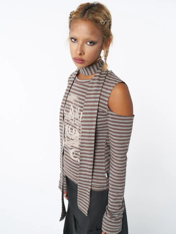 Women Minga London Tops and TShirts Don Panic Striped Top and Scarf Set