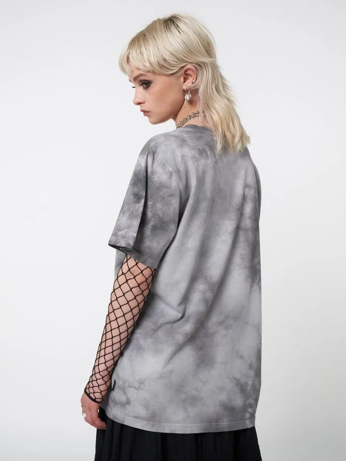 Women Minga London Tops and TShirts Fortune Wings Grey Tie Dye TShirt