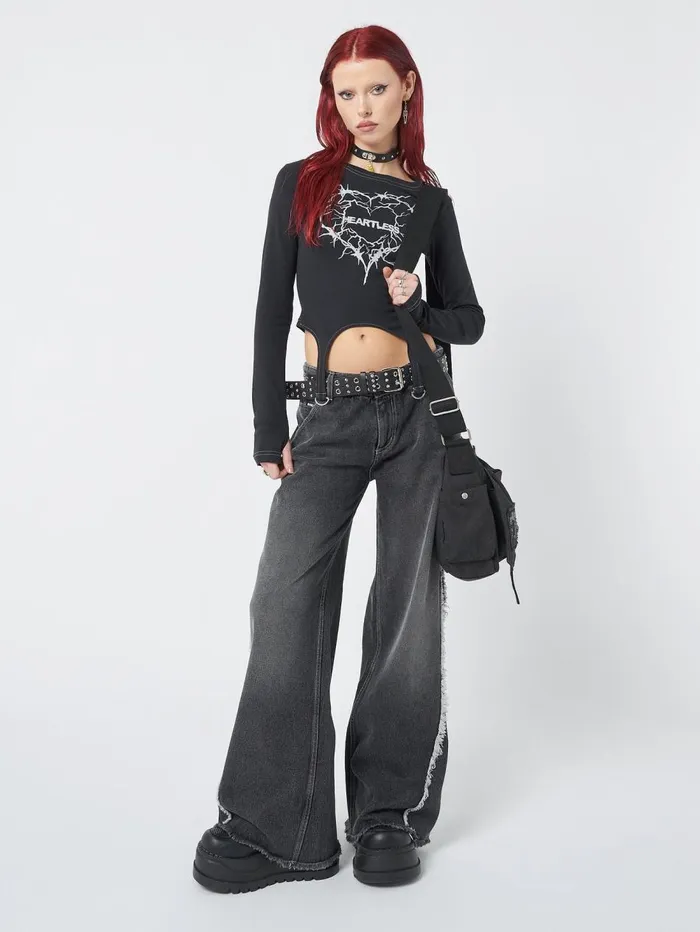 Women Minga London Tops and TShirts Heartless Black Straps Top