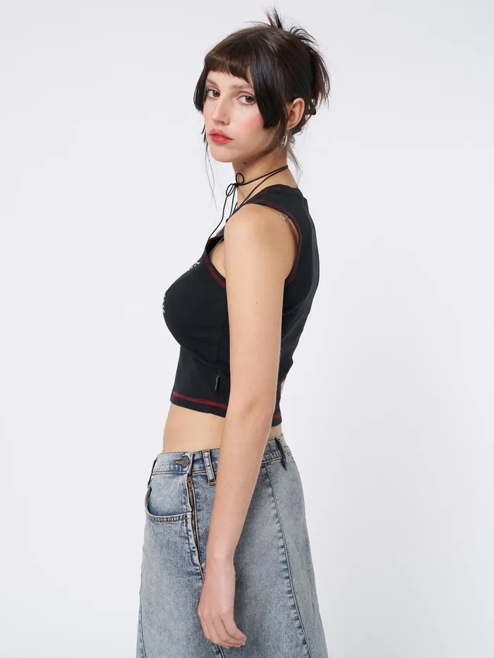 Women Minga London Tops and TShirts RockStar Girlfriend Vest Top