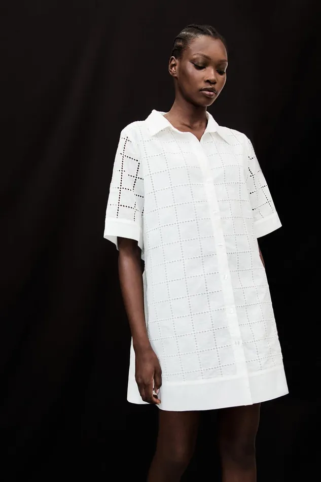 Women Mini Dresses DISSH OWEN WHITE SLEEVED BRODERIE DRESS