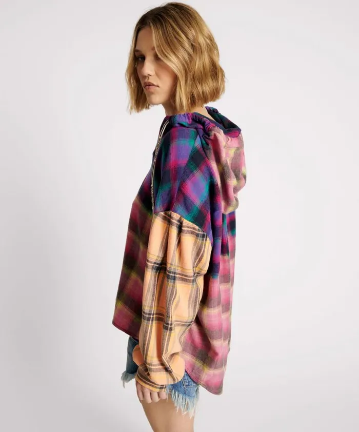 Women MIXED FLANNEL HOODED SHIRT One Teaspoon Shirts Women MIXED FLANNEL HOODED SHIRT One Teaspoon Shirts