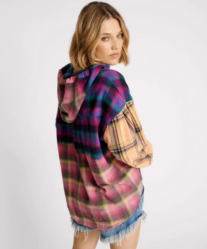Women MIXED FLANNEL HOODED SHIRT One Teaspoon Shirts Women MIXED FLANNEL HOODED SHIRT One Teaspoon Shirts