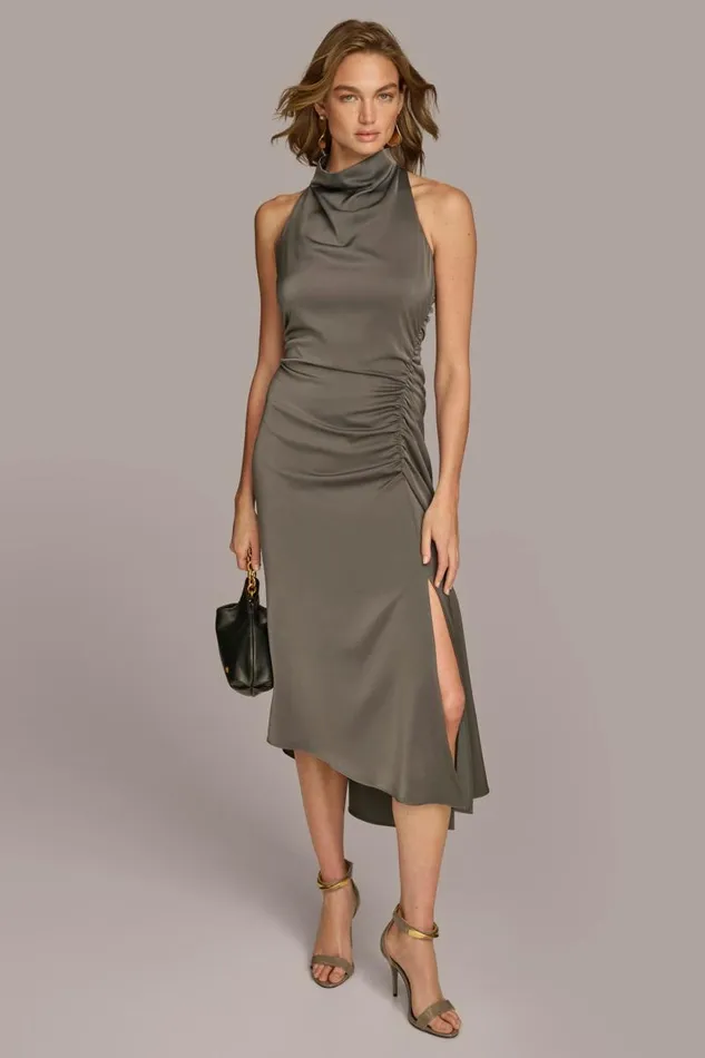 Women MOCK NECK A LINE MIDI DRESS Iron Donna Karan New York Dresses And Jumpsuits Women MOCK NECK A LINE MIDI DRESS Iron Donna Karan New York Dresses And Jumpsuits