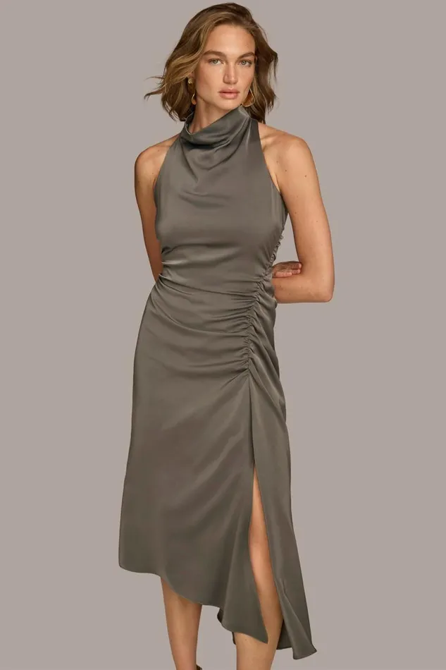 Women MOCK NECK A LINE MIDI DRESS Iron Donna Karan New York Dresses And Jumpsuits Women MOCK NECK A LINE MIDI DRESS Iron Donna Karan New York Dresses And Jumpsuits
