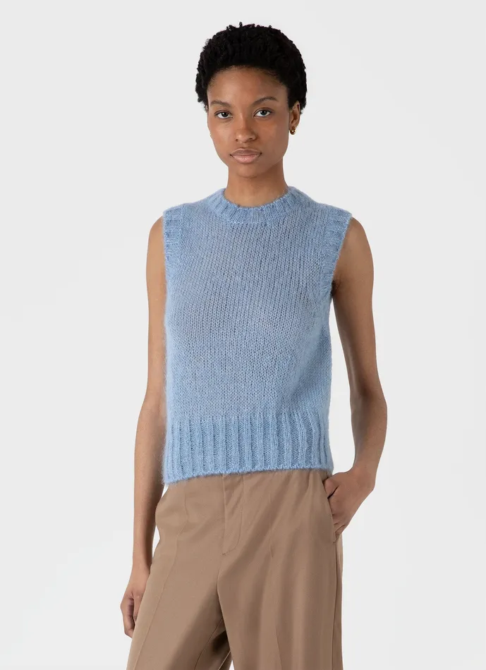 Women Mohair Silk Vest Cornflower Knitwear ussunspel