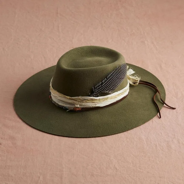 Women Montana Beaded Hat Pale Olive Sundance Catalog Hats