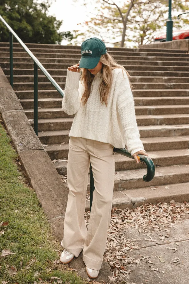 Women Nico Wide Leg Jean Beige Pants Petal and Pup