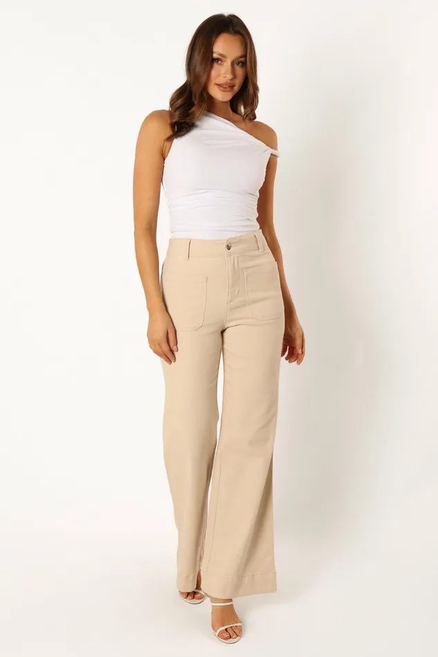 Women Nico Wide Leg Jean Beige Pants Petal and Pup
