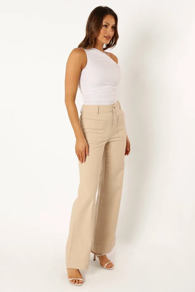Women Nico Wide Leg Jean Beige Pants Petal and Pup