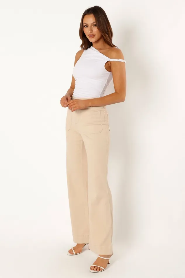 Women Nico Wide Leg Jean Beige Pants Petal and Pup