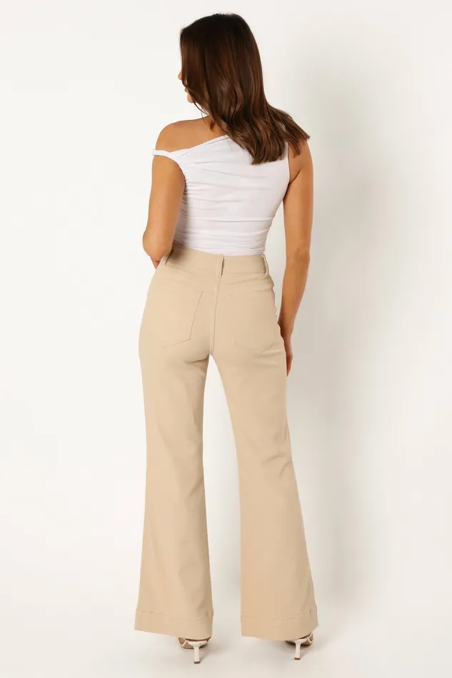 Women Nico Wide Leg Jean Beige Pants Petal and Pup