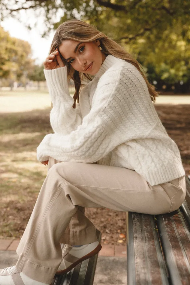 Women Nico Wide Leg Jean Beige Pants Petal and Pup