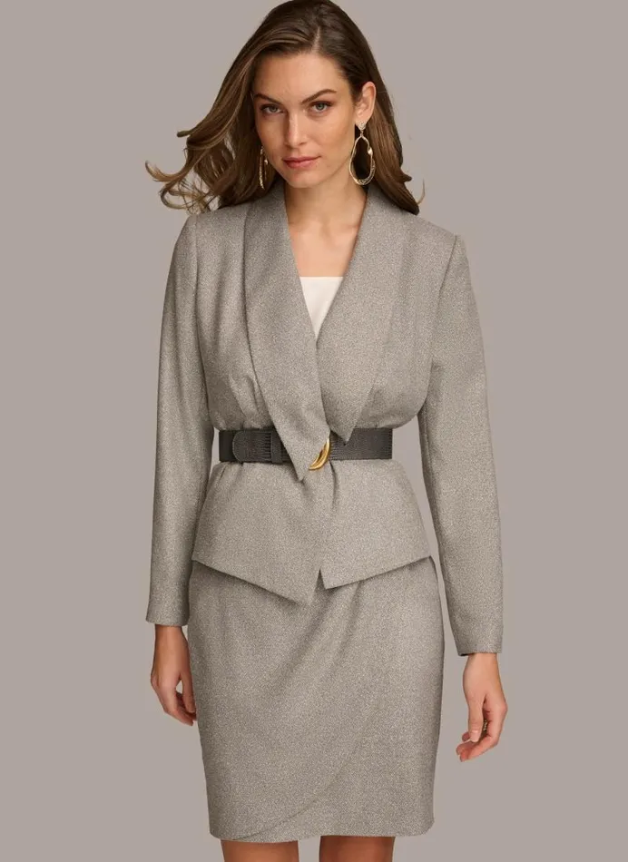 Women NOVELTY BELTED JACKET Pearlcream Donna Karan New York Jackets And Blazers