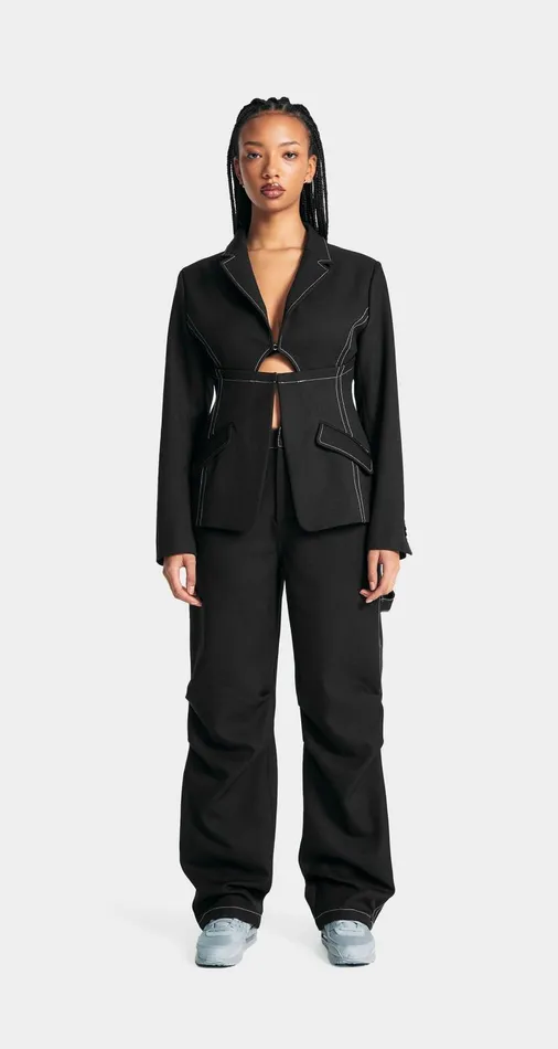 Women Obsidian Black Gianna Blazer Daily Paper Jackets Women Obsidian Black Gianna Blazer Daily Paper Jackets
