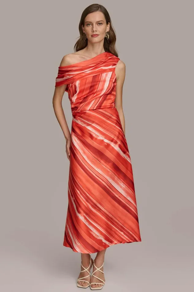 Women ONE SHOULDER ALINE Heat Multi Donna Karan New York Dresses And Jumpsuits
