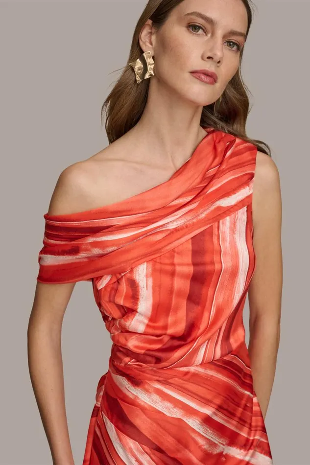 Women ONE SHOULDER ALINE Heat Multi Donna Karan New York Dresses And Jumpsuits Women ONE SHOULDER ALINE Heat Multi Donna Karan New York Dresses And Jumpsuits