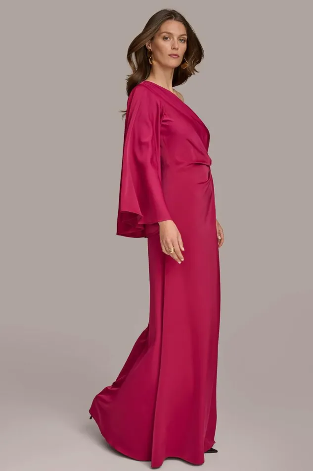 Women ONE SHOULDER GOWN WITH SLIT Cactus Flower Donna Karan New York Dresses And Jumpsuits Women ONE SHOULDER GOWN WITH SLIT Cactus Flower Donna Karan New York Dresses And Jumpsuits