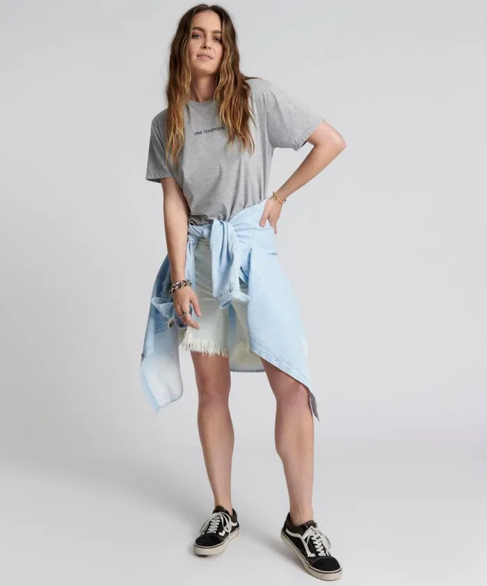 Women ONE TEASPOON LOGO CREW NECK TEE GREY One Teaspoon Tees and Tanks Women ONE TEASPOON LOGO CREW NECK TEE GREY One Teaspoon Tees and Tanks
