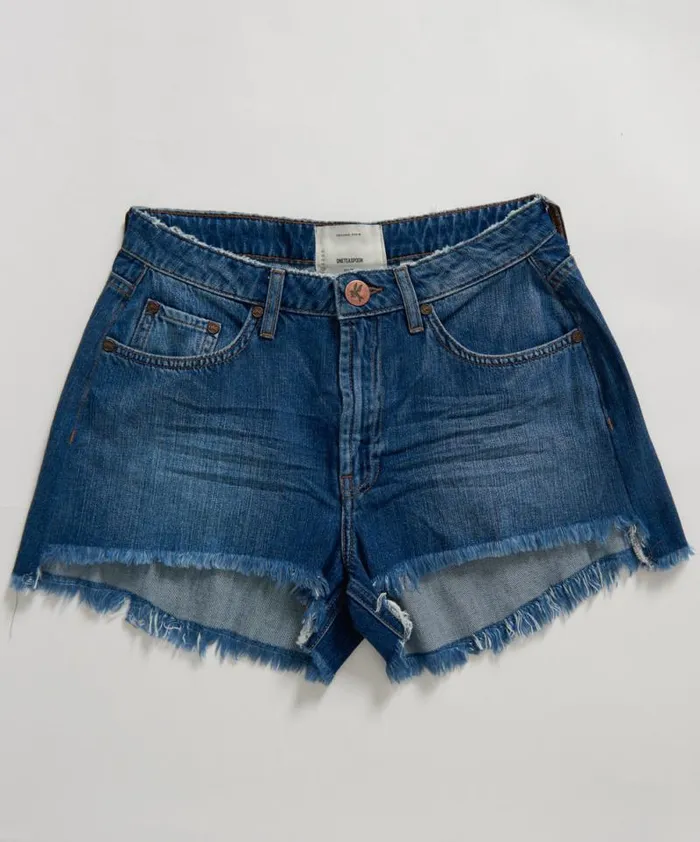 Women ORGANIC SURF BLUE TRUCKERS MID WAIST RELAXED SHORT One Teaspoon Organic Tees