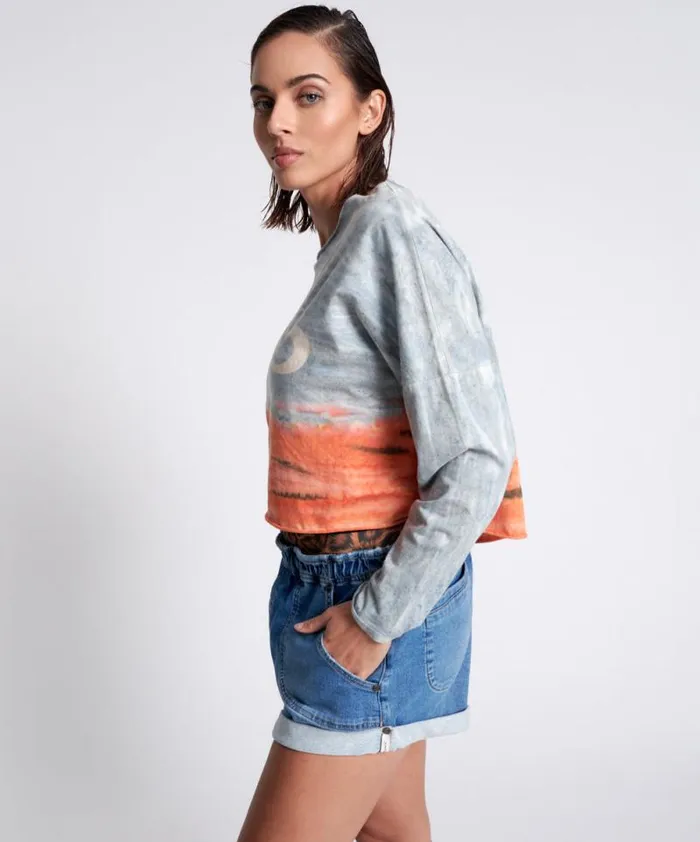 Women OTS ORGANIC RUMBLE CROPPED LONGSLEEVE TEE One Teaspoon Tops Women OTS ORGANIC RUMBLE CROPPED LONGSLEEVE TEE One Teaspoon Tops