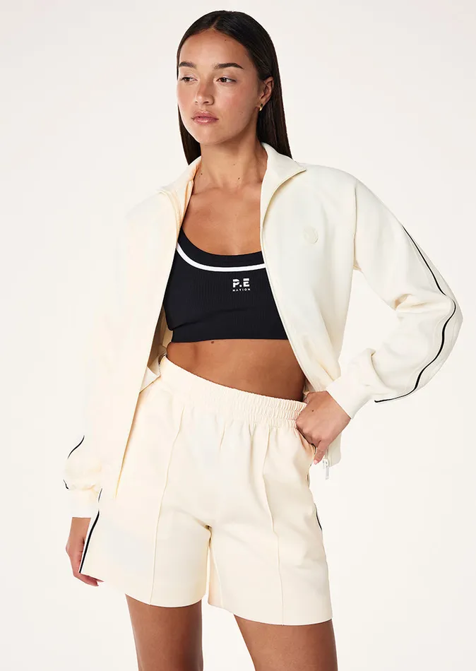 Women PE Nation PRELUDE TRACK SHORT IN WHISPER WHITE ActivewearShorts