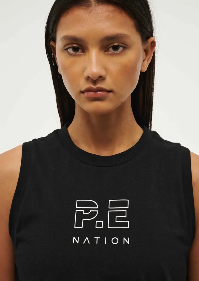Women PE Nation SHUFFLE TANK IN BLACK Baseline