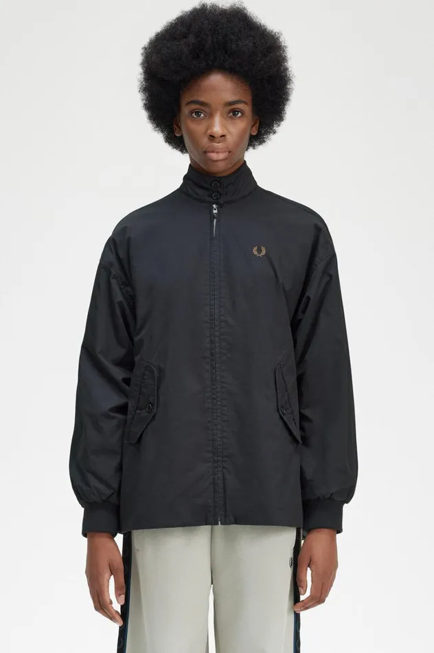 Women Padded ZipThrough Jacket Black Fred Perry Coats and Jackets