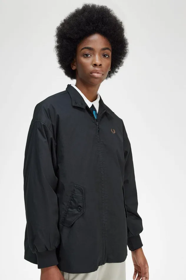 Women Padded ZipThrough Jacket Black Fred Perry Coats and Jackets