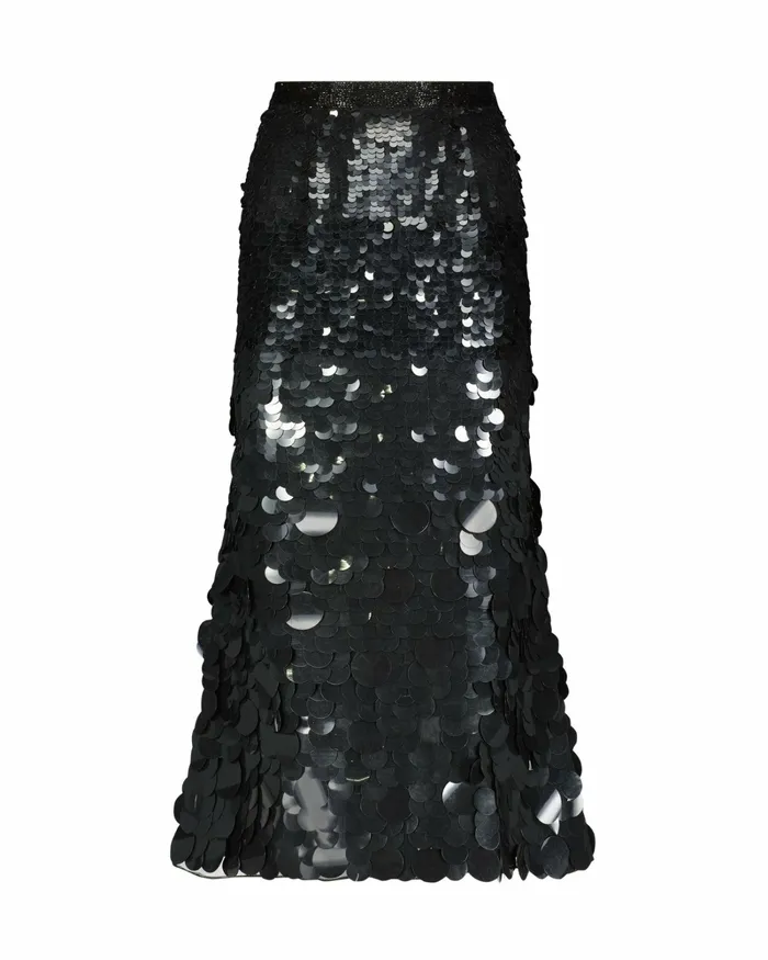 Women Paillette Sequin Midi Skirt Black Skirts Mac Duggal