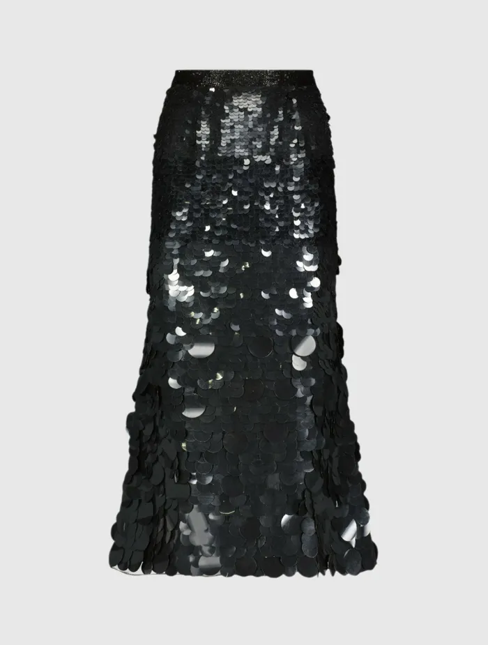 Women Paillette Sequin Midi Skirt Black Skirts Mac Duggal