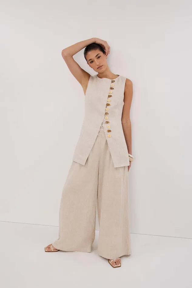 Women Pants DISSH CODY NATURAL WIDE LINEN PANT