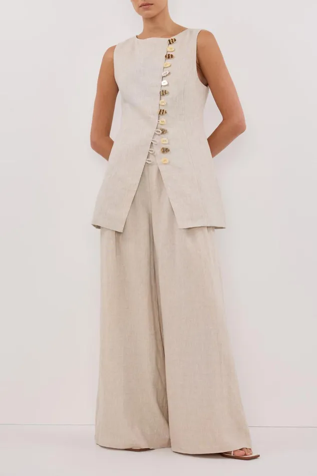 Women Pants DISSH CODY NATURAL WIDE LINEN PANT
