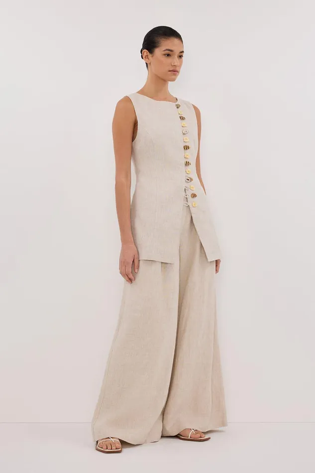 Women Pants DISSH CODY NATURAL WIDE LINEN PANT