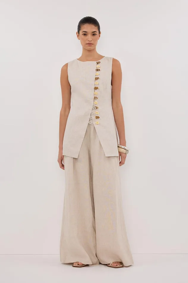 Women Pants DISSH CODY NATURAL WIDE LINEN PANT