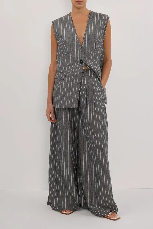 Women Pants DISSH OLLIE SLATE STRIPE WIDE LEG PANT