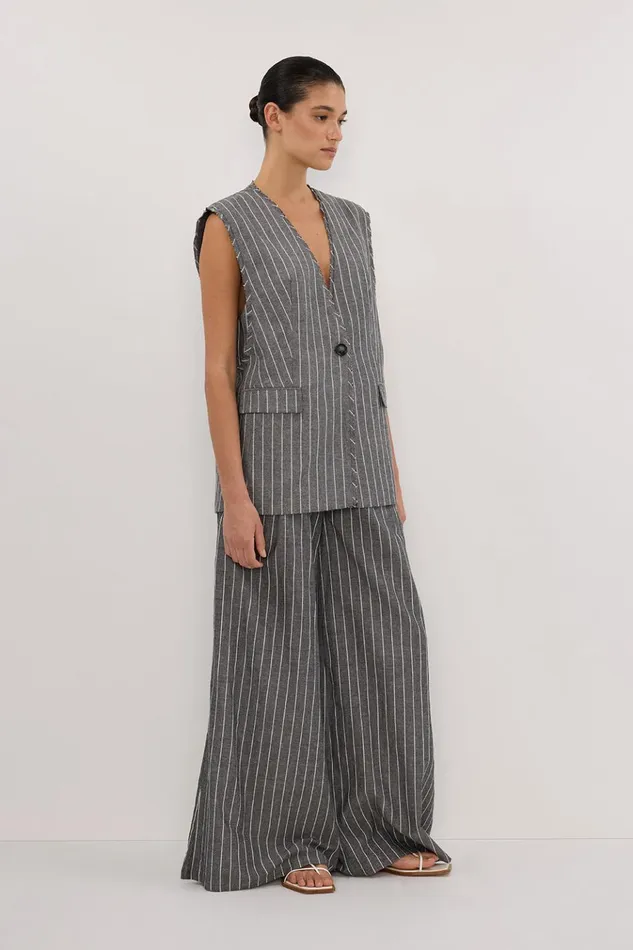 Women Pants DISSH OLLIE SLATE STRIPE WIDE LEG PANT