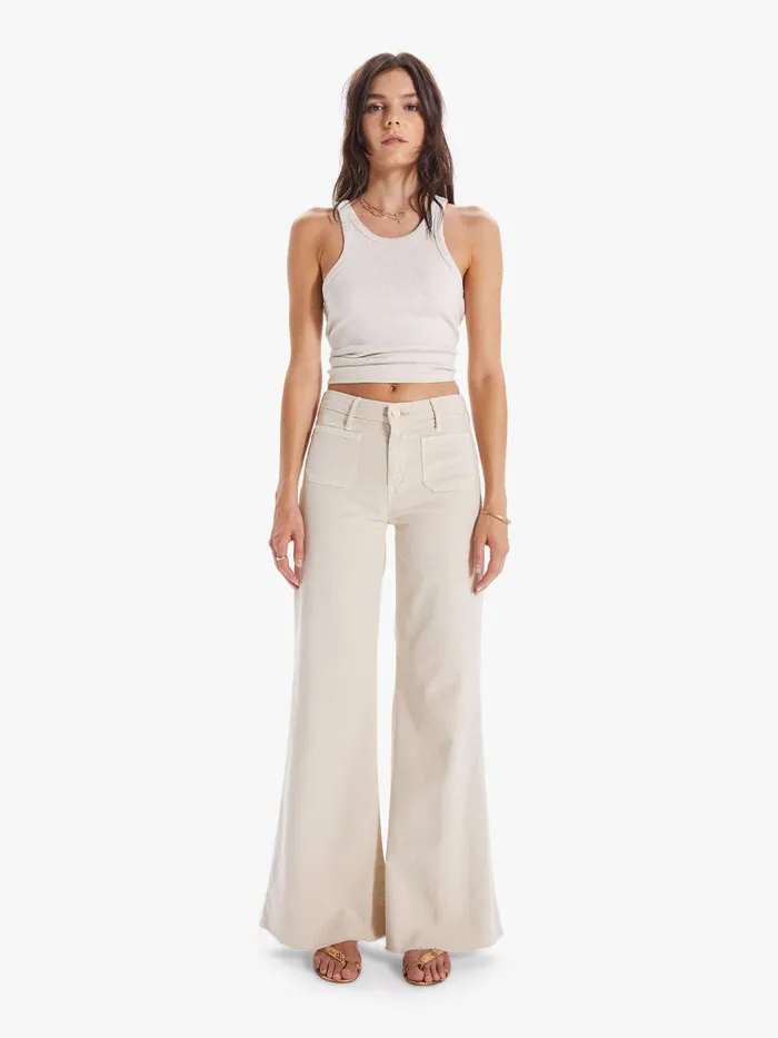 Women Pants Mother Denim The Patch Pocket Roller Fray Light Beige