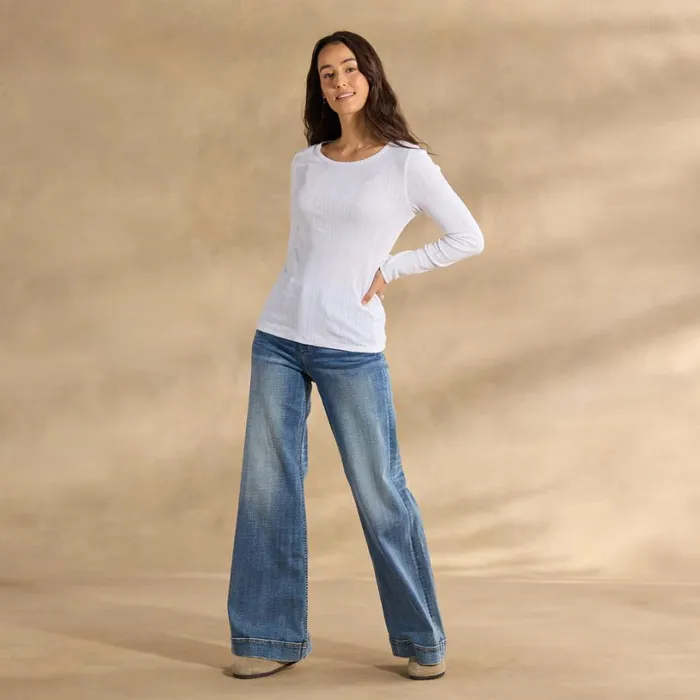 Women Perfect Pointelle Crewneck White Sundance Catalog Tops Women Perfect Pointelle Crewneck White Sundance Catalog Tops