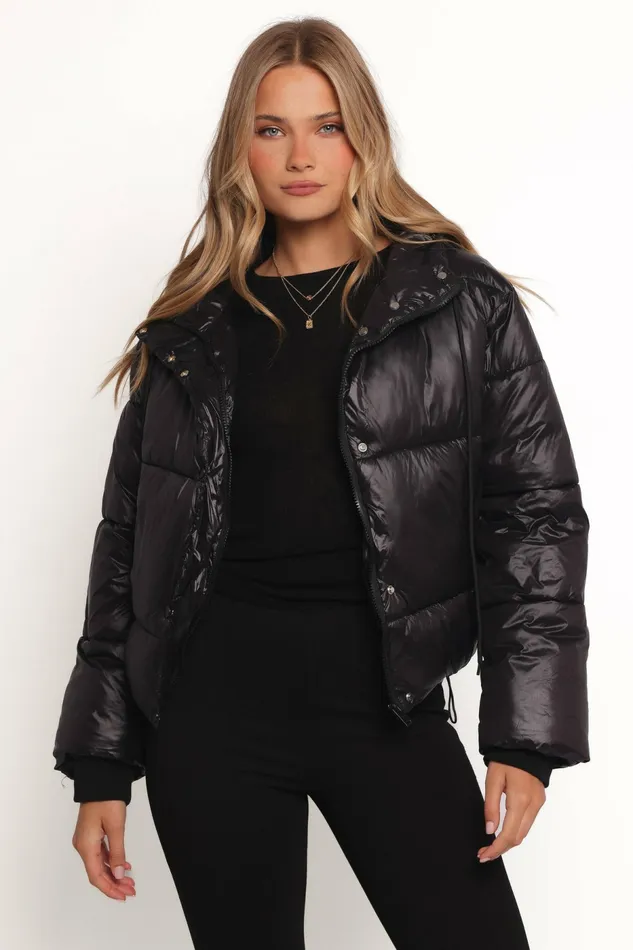 Women Petal and Pup Archie Puffer Jacket Black Jackets and Coats