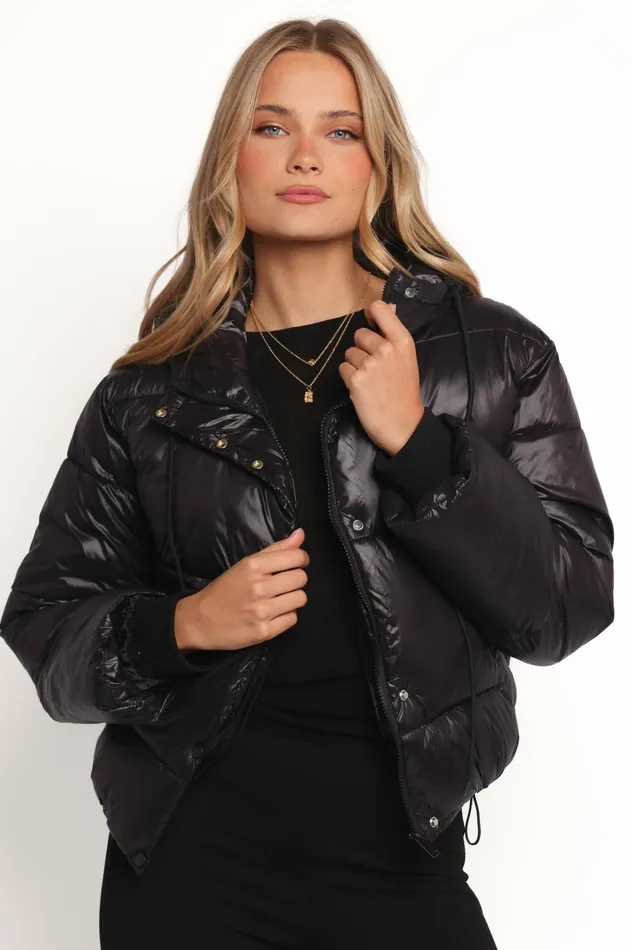 Women Petal and Pup Archie Puffer Jacket Black Jackets and Coats