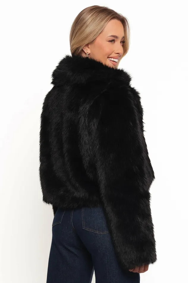 Women Petal and Pup Bobbi Faux Fur Jacket Black Jackets and Coats