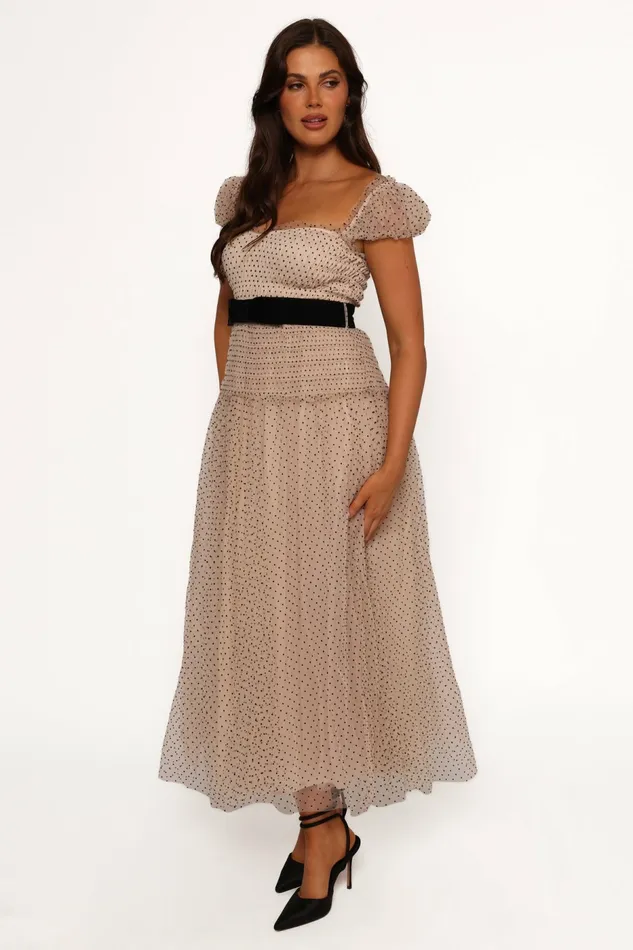 Women Petal and Pup Bryn Midi Dress Nude Winter Dresses