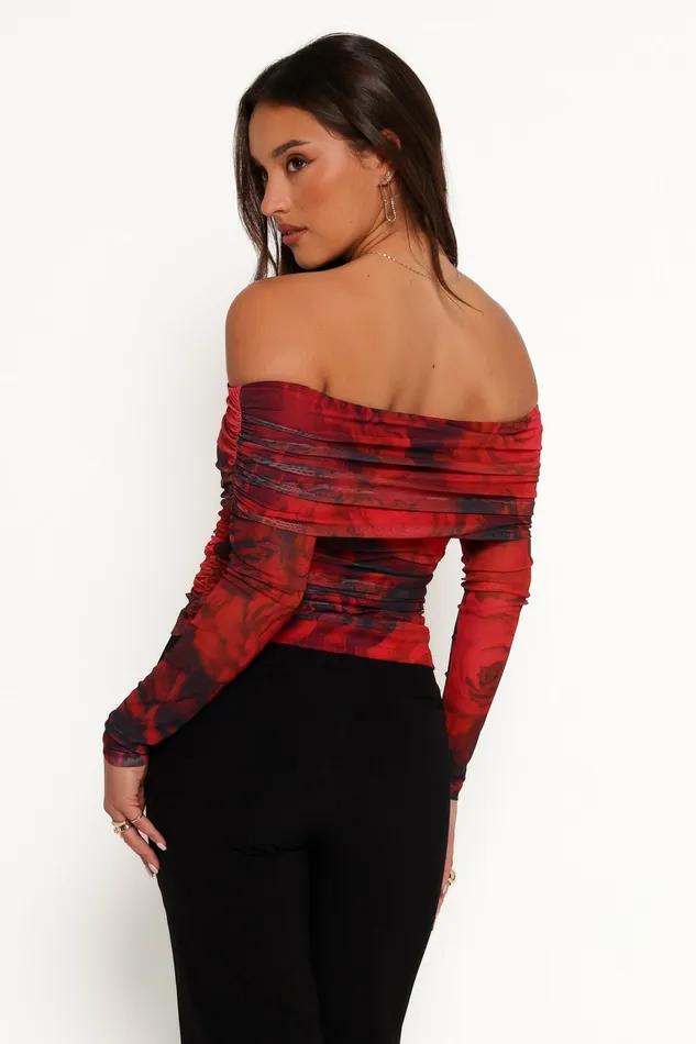 Women Petal and Pup Koa Off Shoulder Top Rose Print Off The Shoulder Tops